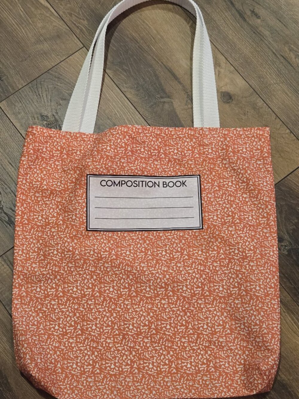 Retro Orange Composition Notebook Tote Bag & Matching Zippered Pouch Set